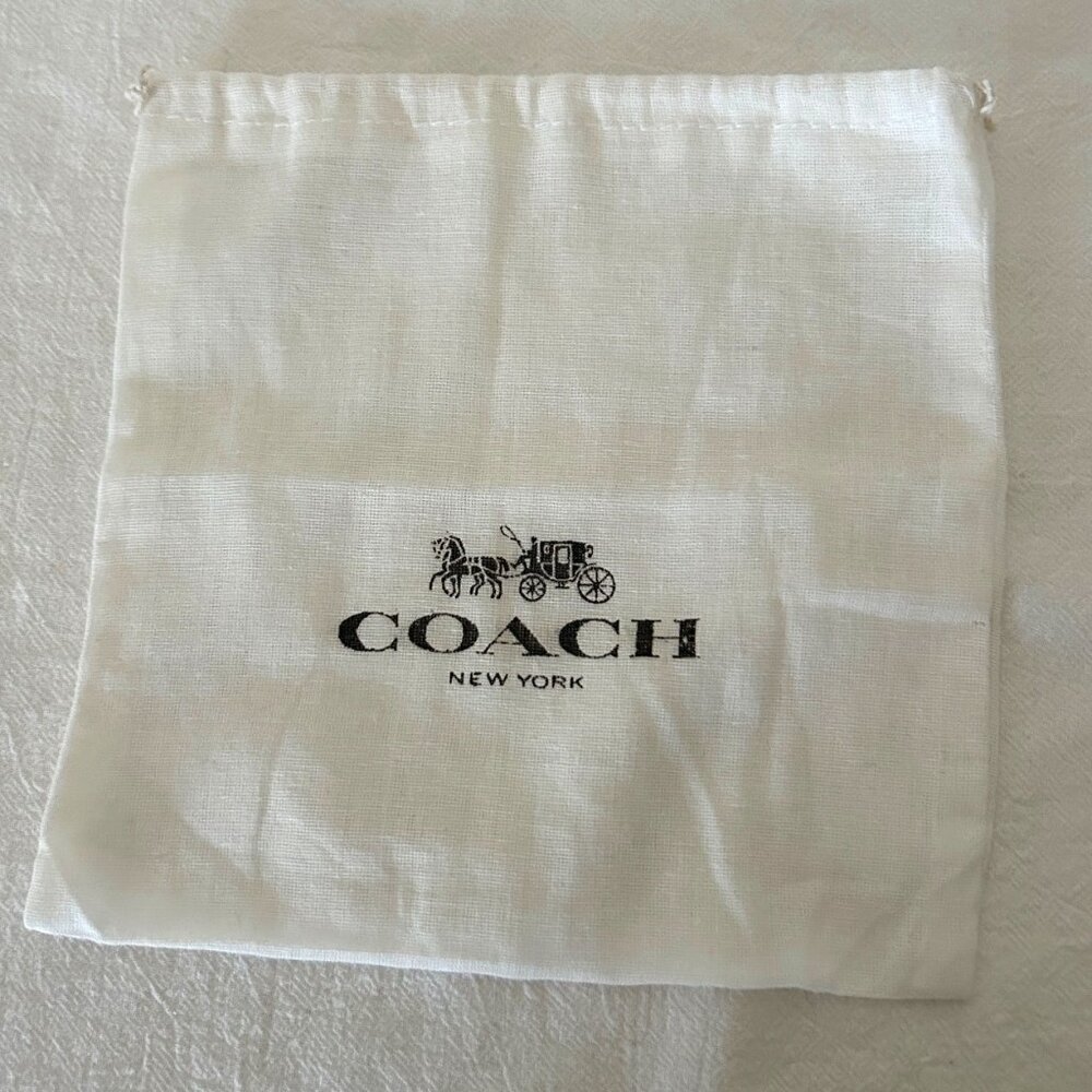 Coach White Linen Drawstring Bag for Jewelry or Leather Accessory